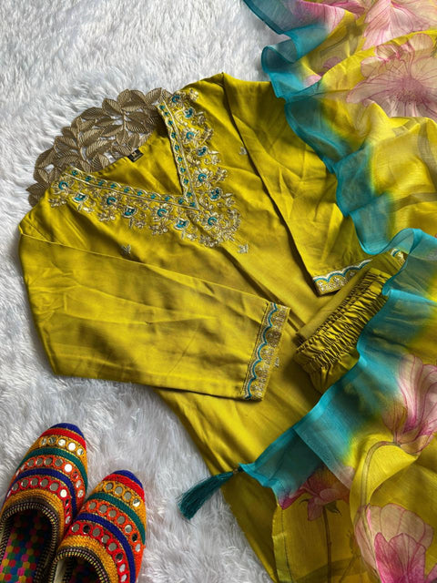 New Designers Kurti Pent Dupatta Set