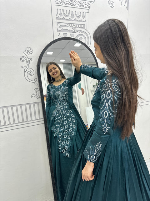 New Heavy Embrodery Sequence Work  Embroidered Gown