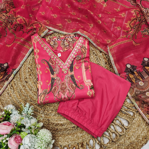 New launching Multicoloured  print with  work and Dupatta