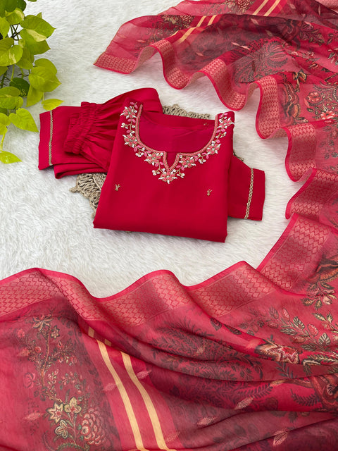New Designers Kurti Pent Dupatta 3 pic Set