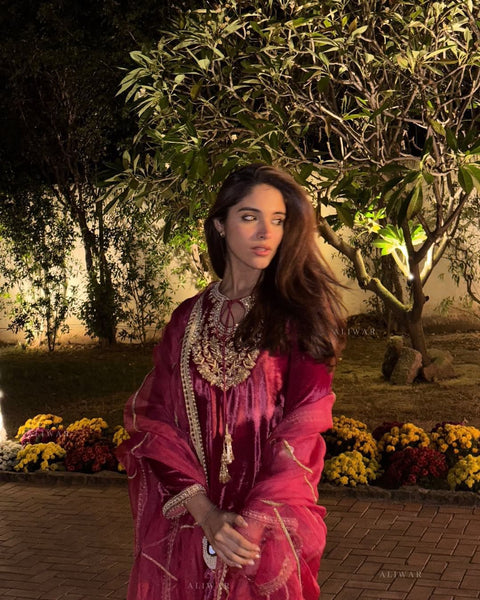 New VELVET DESIGNER WEAR KURTA PANT PAIR WITH EMBROIDERY WORK