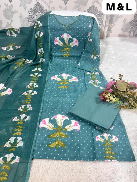 New beautifully floral printed Cotton kurta with subtle hand embroidery