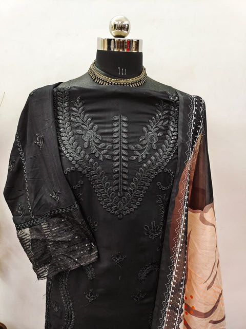 New Pakistani Desing Heavy Rayon Cotton With Sequence Embroidery Work Dress