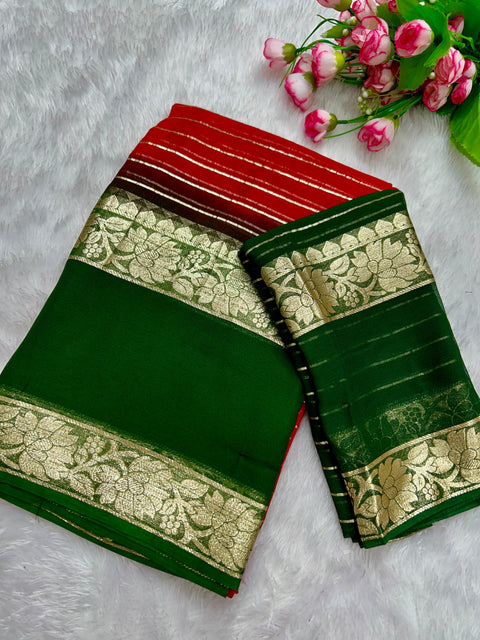 New Premium Georgette Contrast Blouse with Viscose Georgette Saree
