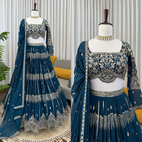 New LaunchBeautiful Thread Embroidery with SequinReal ModelingLEHENGA