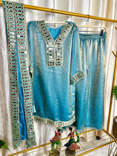 New Beautiful Heavy quality Frendy Silk Silk Fabric designer festive wear 3pc   Peplum Dress