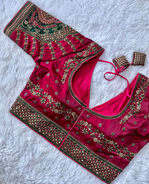 New Beautiful Copper Jari With 4 Sequence Heavy Embroidery Work Blouse