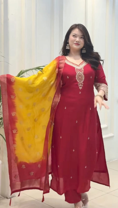 New premium kanjivaram Silk  dupatta silk kurta with pant
