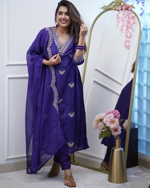 New Premium Chanderi Cotton kurti pant dupatta set