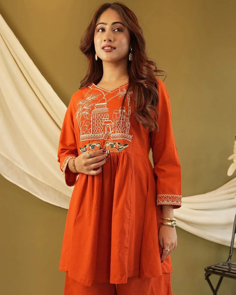 New Premium Orange Sparrow Women’s Ethnic Co-Ord Set