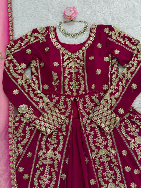 New beautiful Foux Gorgette Thread with Sequnce Soft Micro CottonLehengha