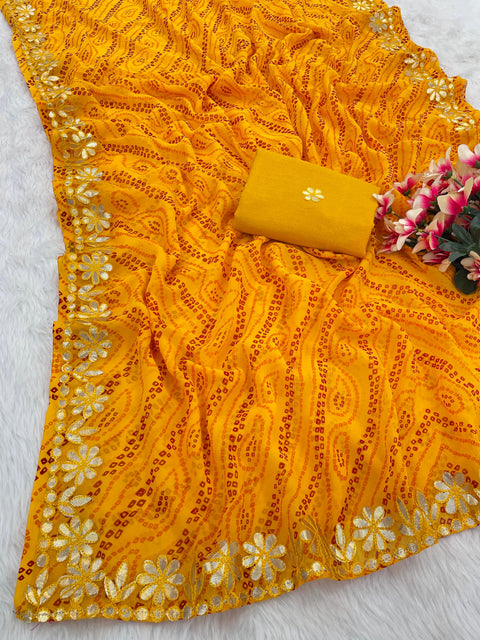 New premium Gota Patti With Bandhani Saree