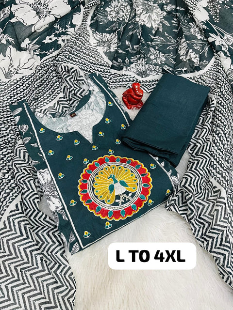 New PURE JAIPURI COTTON KURTI PANT WITH DUPATTA SETS