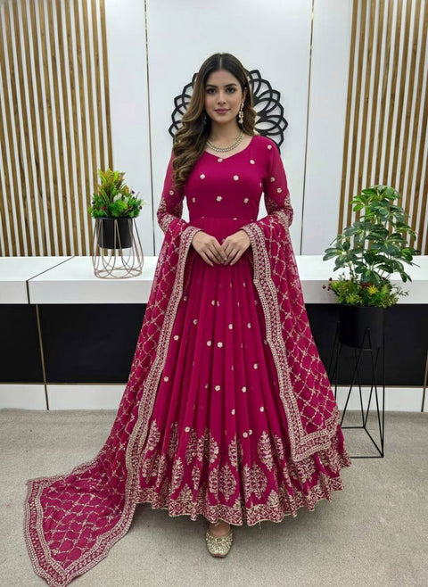 New Beautiful Elegant Embroidered Sequence Designer Anarkali Gown