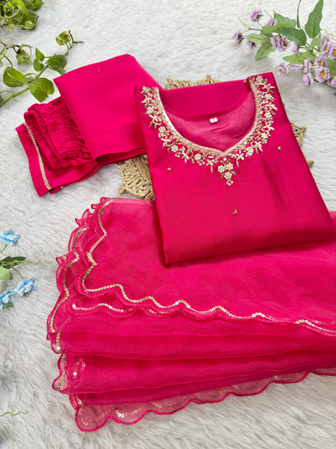 New Super Trending Embroidery cording work ready to wear saree with full koti