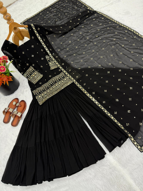 New Beautiful Pure Heavy Georgette With Embroidery Sequence Work dress