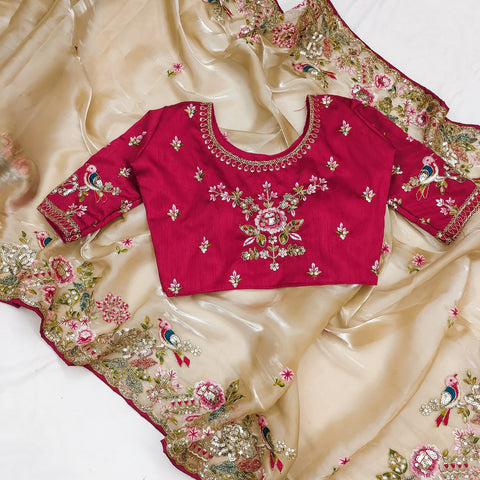 New LaunchingSoft Jimmy Chu Fabric With Multi Thread Embroidery Coding SequenceĐěsigner saree