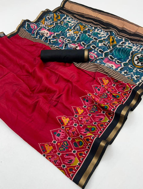 New latest design Soft  silk reach pallu patola  print  & High quality weaving all over saree