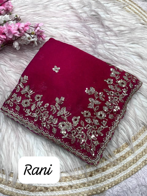 New sequence  coding embroidery work with  Sequence Butti in  Body Parts saree
