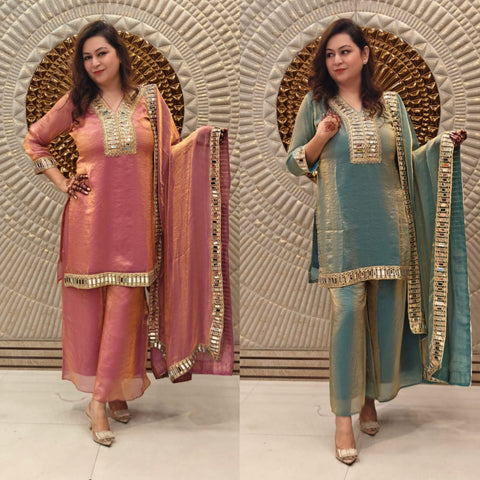 New Beautiful Heavy quality Frendy Silk Silk Fabric designer festive wear 3pc   Peplum Dress