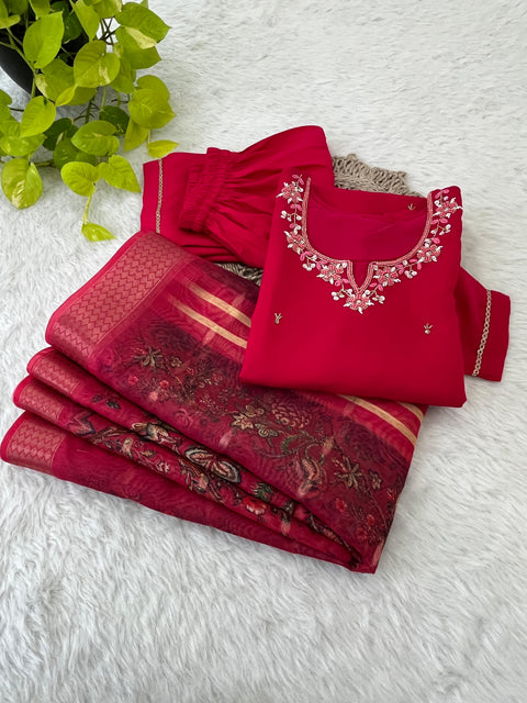 New Designers Kurti Pent Dupatta 3 pic Set
