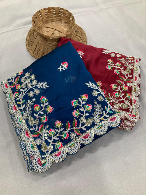 New Beautiful Maharani   Party Wear Soft Rangoli  Silk Saree