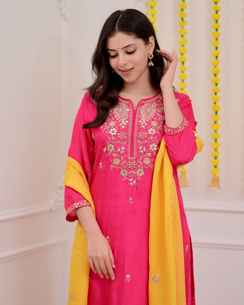 New Rich Multi-Sequence with Fine Coding Work 3-Piece Kurti Set
