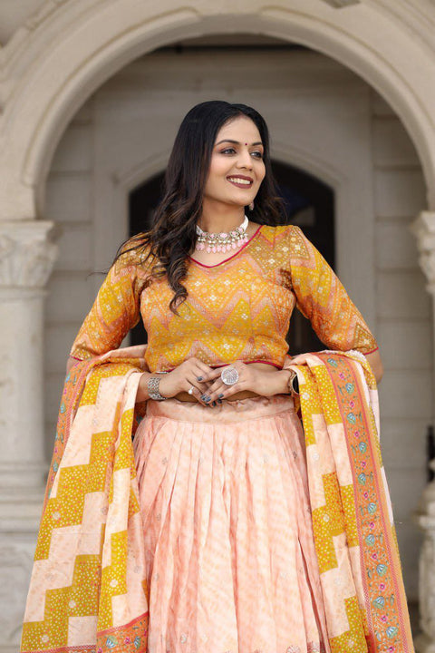New jecard viscose viscose position print With jecard Touch Up  lehenga