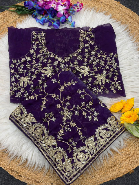 NEW DESIGNER HEAVY EMBRODERY WORK SAREE