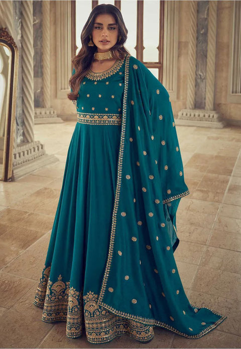 New Pure Chinnon Silk With Heavy Embroidery Zari Dori Sequence Work and Sleeve