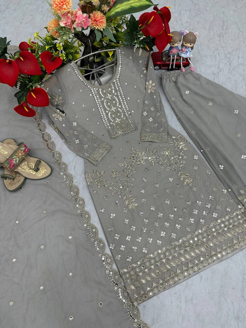 New Designer Party Wear Top Plazzo & Dupatta Set