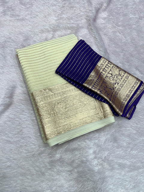 New Arrivals Pure Viscose Georgette Saree With Heavy Weaving Border and Zari Lining Concept With  Contrast Viscose Blouse
