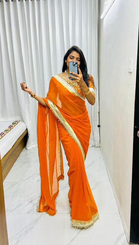 New Premium LaunchOriginal Hand Charkhi Gotta PattiSaree