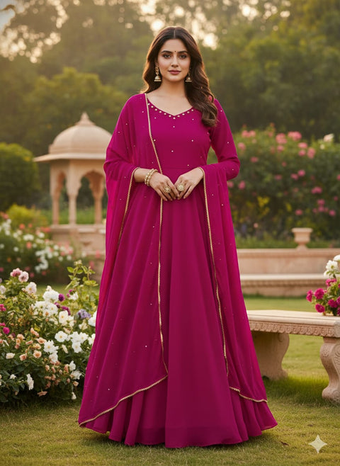 New Beautiful Handwork PINK HANDWORK ANARKALI dress