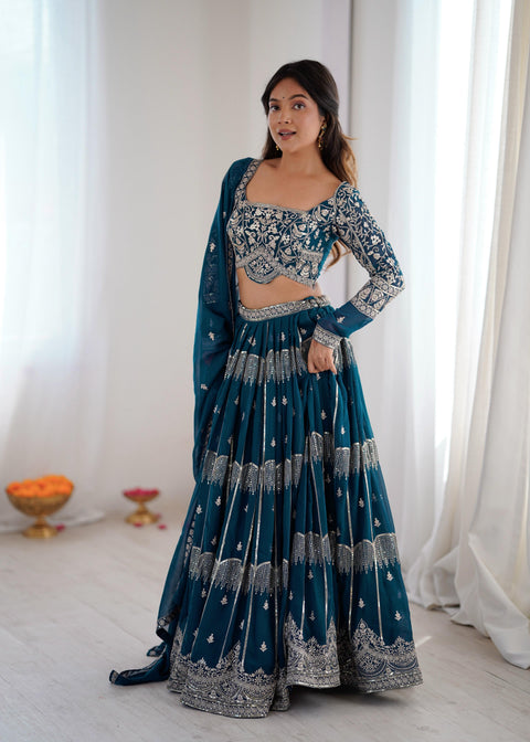 New LaunchBeautiful Thread Embroidery with SequinReal ModelingLEHENGA