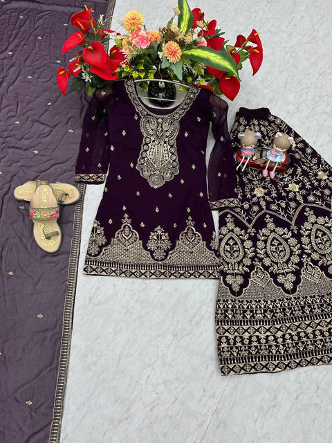 New Designer Party Wear Top Plazzo & Dupatta Set