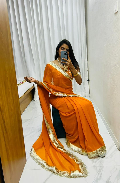 New Premium LaunchOriginal Hand Charkhi Gotta PattiSaree