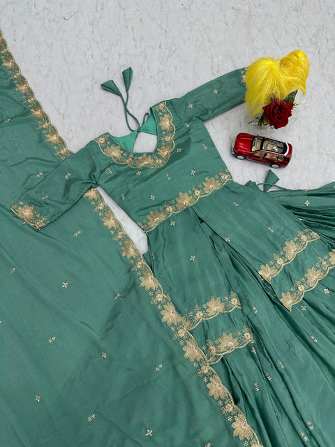New Launching Wedding wear Chinon silk Lehenga Choli