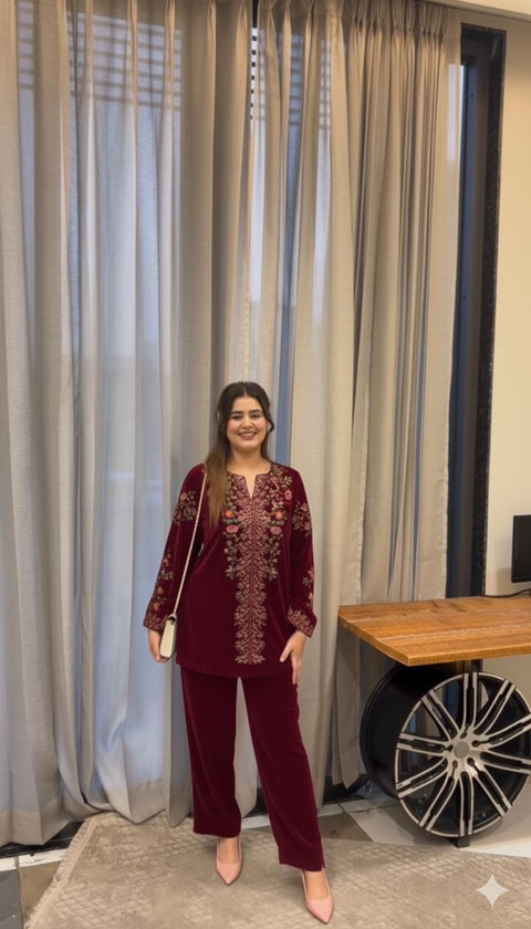 New WINTER SEASON IN VELVET DESIGNER WEAR CO-ORD SET