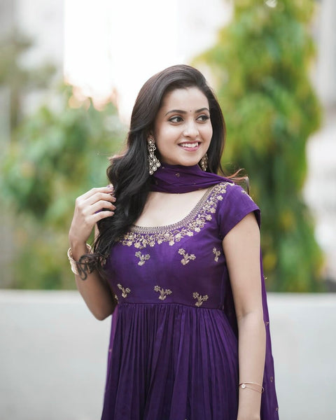 New Presents Royal Purple colorelegance with Kediya style Chinon Silk Sharara set