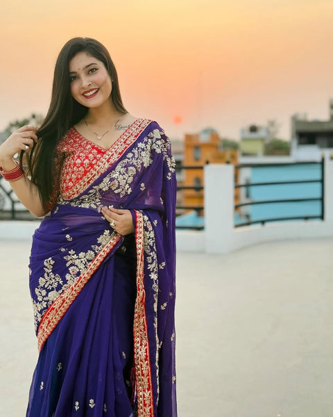 New Heavy Sequence & Coading Lace Border in Saree Work