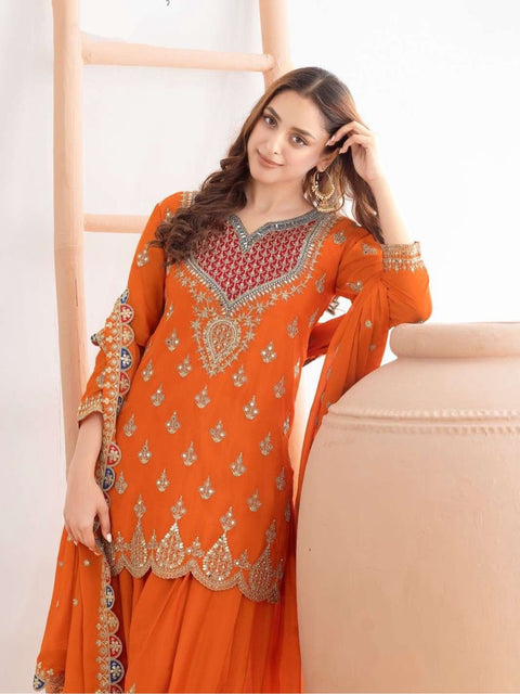 New Designer Party Sharara Suit & Dupatta Set