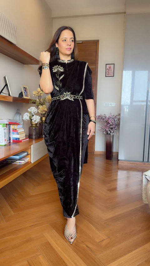 NEW SUPERHIT TRENDING 3 PCS INDO-WESTERN SAREE