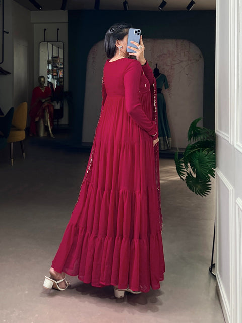 New premium marble fabric, with elegant foil workFlared Anarkali Dress
