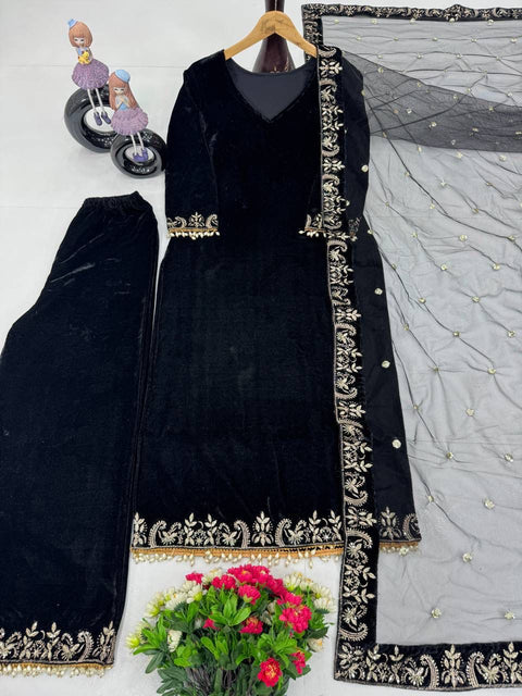 New DESIGNER WEAR  VELVET TOP WITH PLAZZO