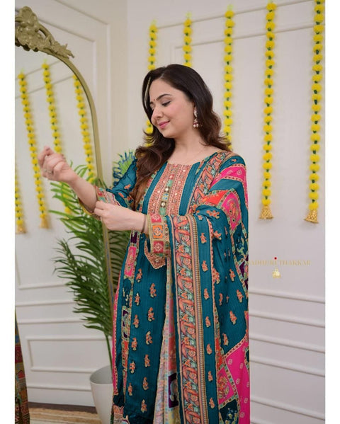 NEW LAUNCHING digital printssequin embroidery and lace detailings Pakistani Suit