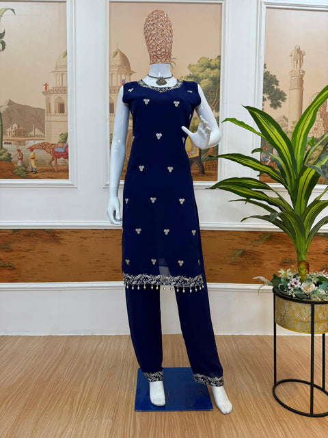 NEW LAUNCHING 3 PIECES KURTI, KOTI & PENT WITH EMBROIDERY WORK