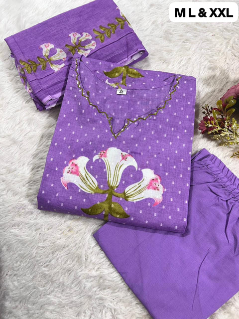 New beautifully floral printed Cotton kurta with subtle hand embroidery
