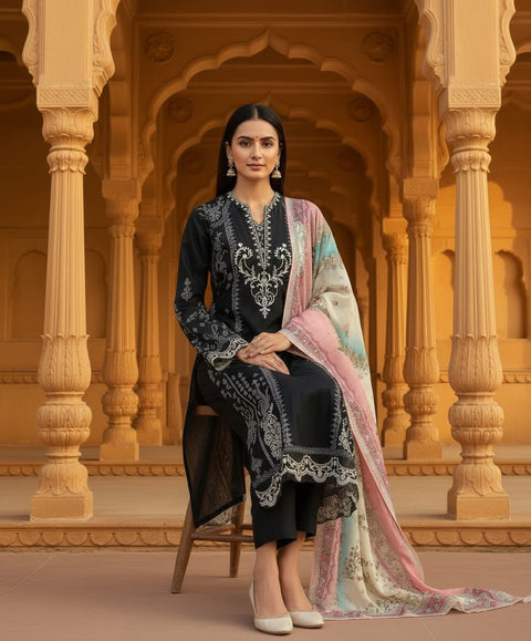 New Premium Heavy Cotton Print With Embroidery Sequence Work Pakistani Prints suits