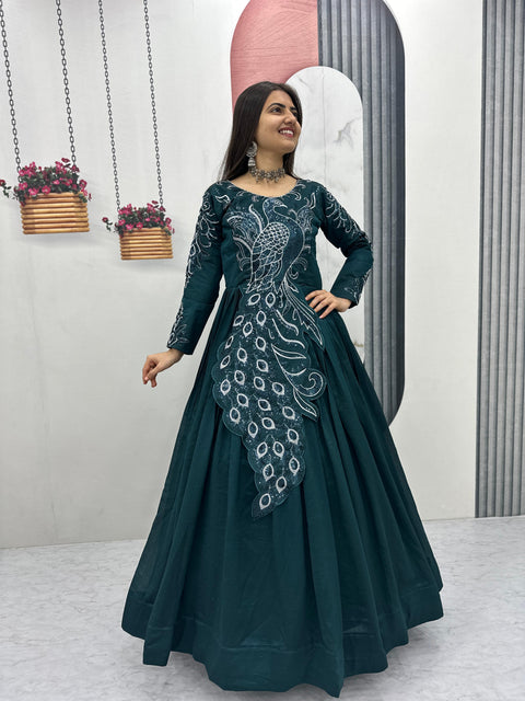 New Heavy Embrodery Sequence Work  Embroidered Gown